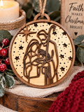 Layered Holy Family Nativity Christmas Ornament