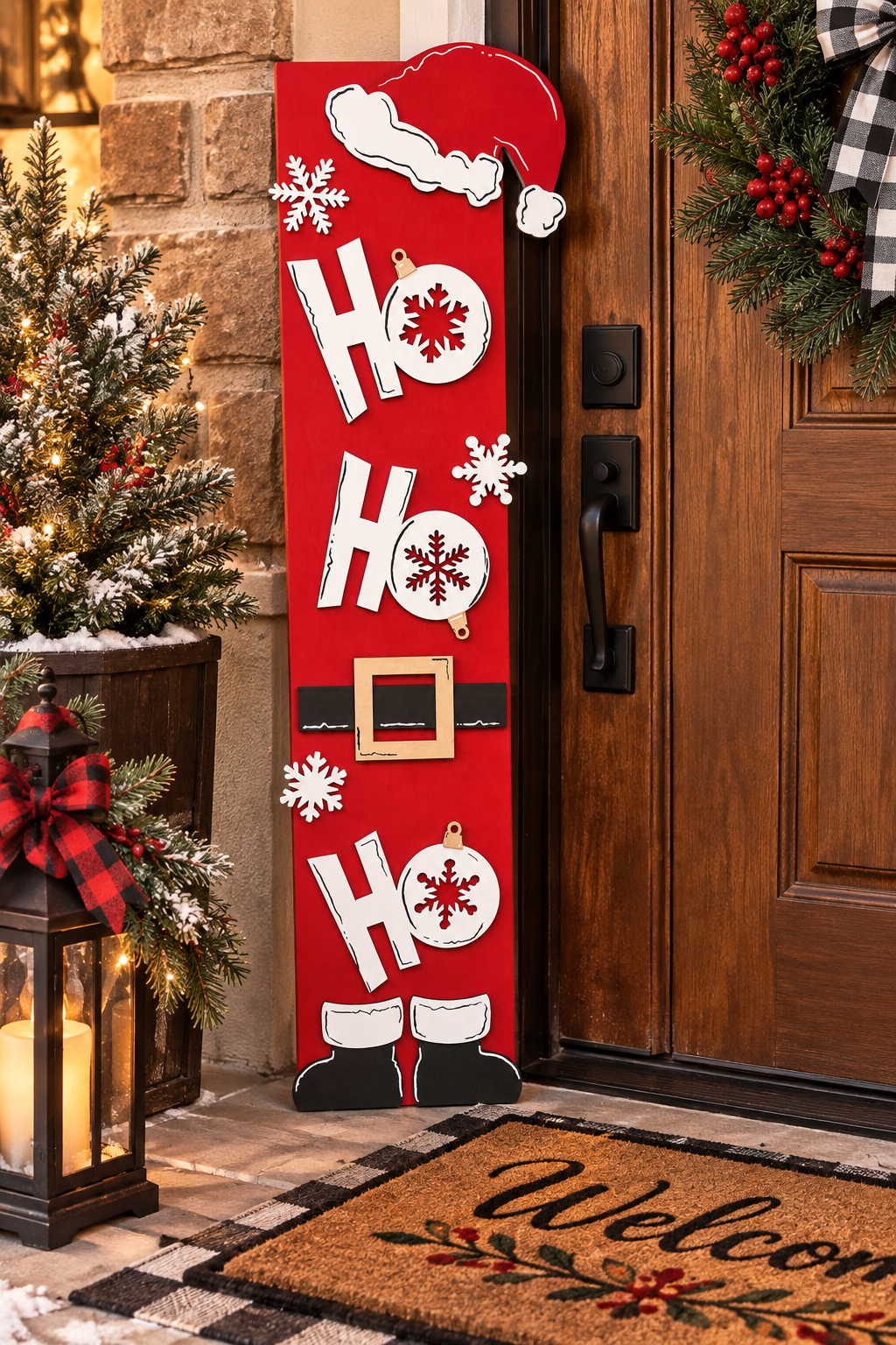 Santa Ho Ho Ho Christmas Porch Leaner Sign